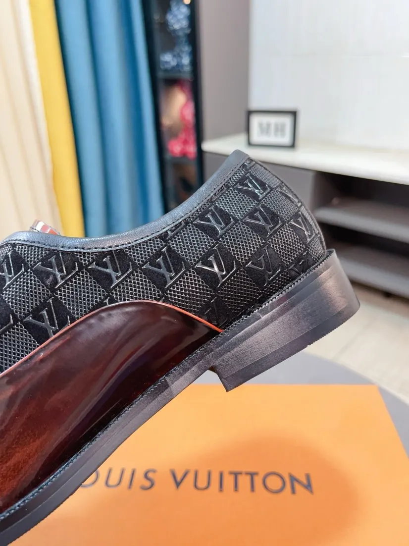 Men's men's shoes 💰520🌸🌸【LV Louis Vuitton】~ New product 🆕High-end original men's 🚹Business casual leather shoes, made of original cowhide open-edge bead fabric➕comfortable and soft cowhide lining➕cowhide insole, original LOGO rubber non-slip outsole. Code number: 38-44